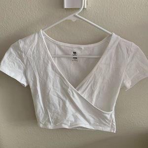 pacsun white wrap crop top-xs